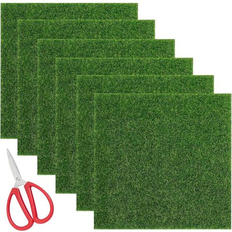 Tappetino in miniatura di erba artificiale – Set di 6 piastrelle 15 x 15 cm – Ideale per modellismo, fai da te e decorazioni creative