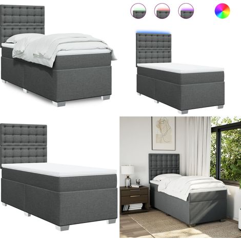 Boxspringbett mit Matratze Dunkelgrau 100x200 cm Stoff - Boxspringbett - Doppelbett - Bettenrahmen - Lattenrost - Matratze - Home & Living (1/5)