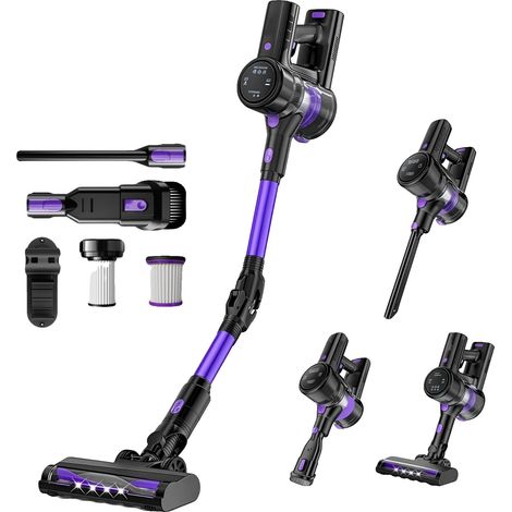 Aspiradora inalámbrica, potente succión, diseño ligero, color morado, enchufe tipo C de 220V-240V (UE). (1/2)