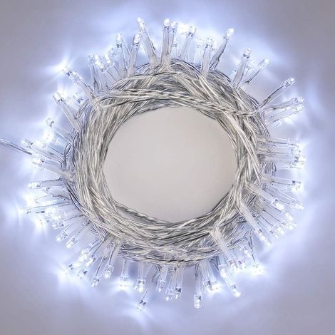 Guirnalda luminosa de Navidad, 10 m, 100 LED, luces navideñas para interior y exterior, 8 modos, impermeable, con temporizador, luces de hadas para decoración del hogar, fiestas, Navidad y bodas, blan (1/5)