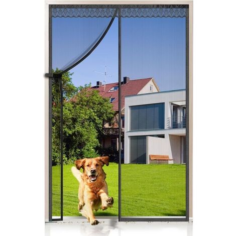 Moustiquaire de Porte Magnétique en Fibre de Verre 100x220cm, Fermeture Automatique Rideau Porte Anti insectes avec Aimants sans Perçage, Noir (1/4)