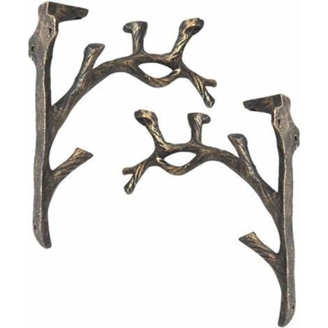 Supports d'étagère murale vintage en fer forgé – 2 pièces – Imperméable et antirouille – Pour planches jusqu'à 60mm d'épaisseur