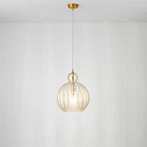 Sospensione Contemporanea Metallo Vetro Cognac 1 Luce E27 Ip20 D25