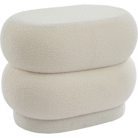 Pouf in Tessuto bouclette Bianco - LECINIO (1/5)