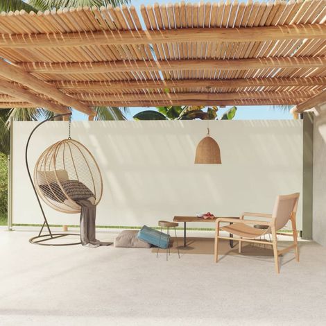 Auvent Marquise latéral rétractable de patio, Store Banne pour Jardin Balcon Terrasse, 200x600 cm Crème OIB2845E (1/5)