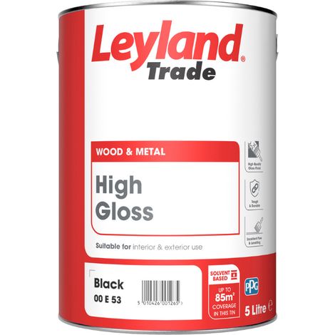 Leyland Trade High Gloss Paint - Black - 5L