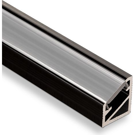 25er Pack - LED Eck-Profil-66 SCHWARZ / OPAL 2m für LED Streifen (1/4)