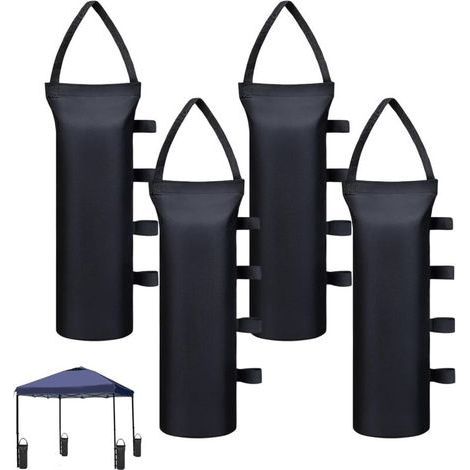 Lot de 4 Sac de Lestage pour Tonnelle,Sac Lestage épaissir,pour Auvent,Tente,Lestage Tonnelle(50 x 20cm-Noir) (1/5)