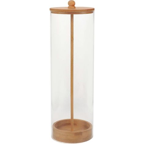 Distributeur de pailles : Organisateur de pailles en acrylique - Porte-pailles transparent avec couvercle en bois - Boîte de rangement pour crayons et pinceaux 25,5 x 8 cm (1/2)