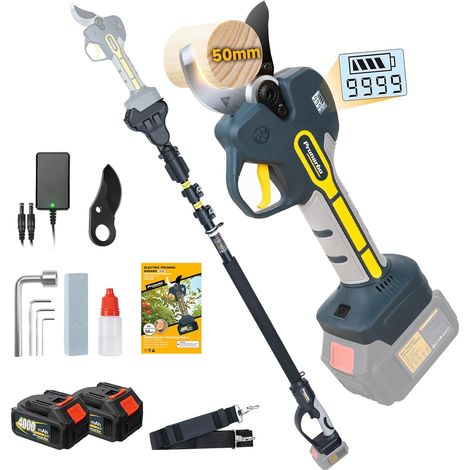 Sécateur sur Perche 50 mm pour Vergers et Arbres Fruitiers Travail Sans Échelle, Taille des Cimes, Longue Portée, Vergers, Branches Épaisses, Compatible avec 18V Batterie (1/5)