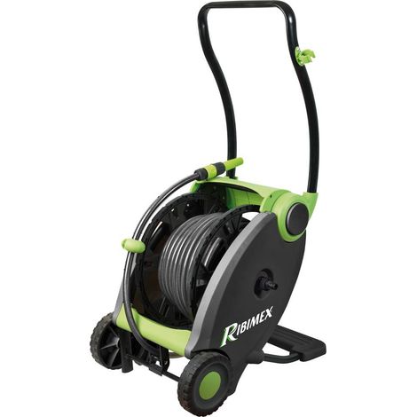 Ribiland – Dévidoir automatique enrouleur tuyau arrosage 40m diamètre 12,5mm – Structure acier laqué – Pédale de dévidage – PRDP41 (1/6)
