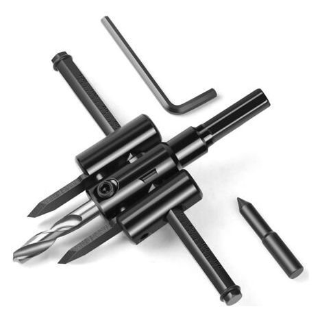 Scie Cloche Reglable Bois 30 mm à 120 mm, Scie-cloches Alliage de Haute Qualité, Foret de Trou Circulaire, DIY Outils de Travail du Bois, pour Gypse, Plastique (1/5)