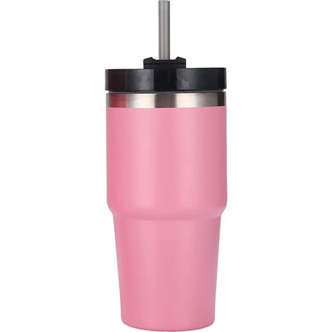 Tasse Isotherme en Acier Inoxydable 20oz Rose, avec Paille - Garde vos Boissons Chaudes ou Froides (1/5)