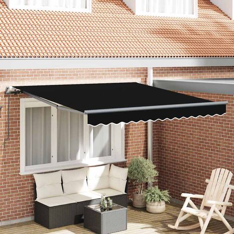 Toldo retráctil Negro 300 x 250 cm Poliéster y Aluminio vidaXL (1/5)