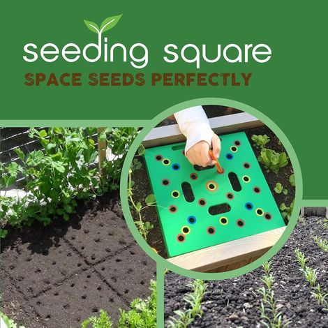 Outil d’espacement breveté pour semences et jeunes plants, gabarit de jardinage à code couleur avec cuillère à graines, règle et guide de plantation, réduit les mauvaises herbes (1/5)