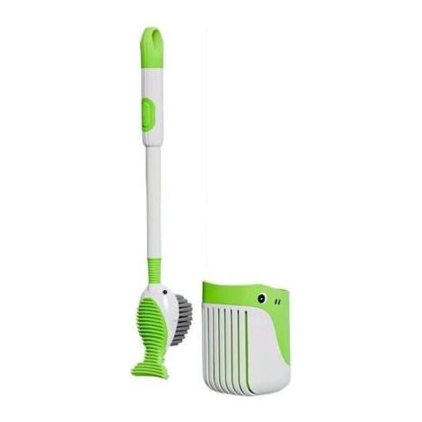Ensemble de brosses WC à ventouse – Brosse WC avec fonction d'ajout de liquide – Support mural peu encombrant pour salle de bain, camping-car et bateau – Kit de nettoyage hygiénique pour cuvette de (1/5)