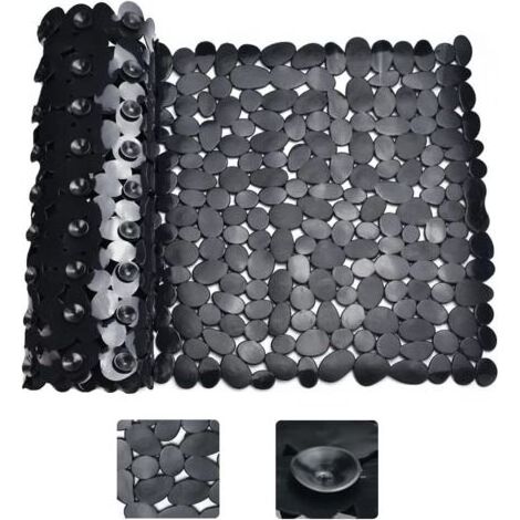 Schwarze rutschfeste Duschmatte, rechteckige rutschfeste Badewannenmatte, schimmelresistente rutschfeste Badematte für Badewanne, Duschmatte mit Saugnäpfen für das Badezimmer, 88 x 40 cm (1/5)