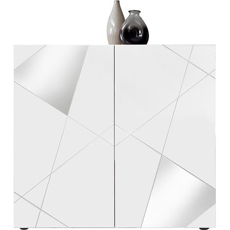 Credenza soggiorno bianca 2 ante design geometrico Vittoria Glam WH (1/2)