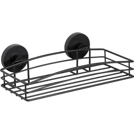Wenko – Étagère de douche sans perçage – Métal thermolaqué noir – Dimensions 26x14 cm – Capacité 33 kg – Fixation ventouse facile