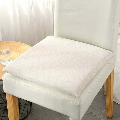 Set di 2 cuscini 40 x 40 cm - Cuscino per sedia da interno ed esterno, morbido cuscino per sedia da giardino, imbottitura in cotone 4 cm - Bianco (1/4)