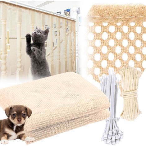 Filet de protection pour rambardes, escaliers, balcons, sans perçage, pour animaux de compagnie, 300 cm (1/5)