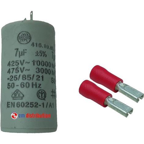 Condensateur 7µF avec fiches d'adaptation pour moteur de volet roulant Bubendorff (1/5)