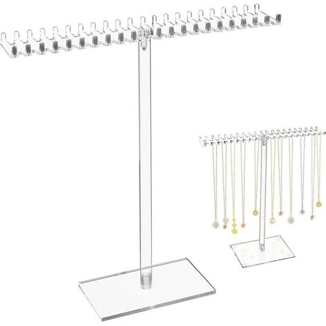 Porte Collier Acrylique, Présentoir à Bijoux, Organisateur de Bijoux Suspendus, Présentoir Collier, Porte Bijoux Transparent avec 42 Crochets pour Colliers Bracelets Boucles d\\'Oreilles Bagues (1/5)