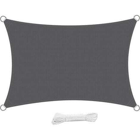 swift Voile d'ombrage Rectangulaire 4x6 Mètre Voile Ombrage HDPE Respirant Anti UV 6x4 m pour Jardin Terrasse Patio, Anthracite
