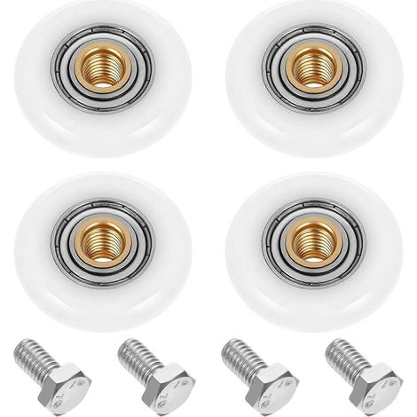 Roulettes de porte de douche, lot de 5, 8 x 36 x 10 mm, roulements à billes revêtus, poulies rondes pour guide de rail de tiroir (1/5)