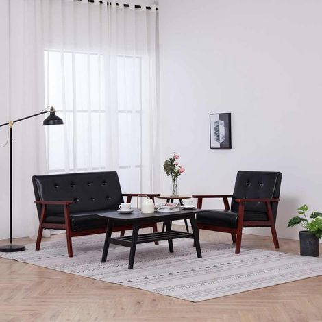 Ensemble de canapés,Chaise de salon,Sofa 2 pcs noir similicuir 861847 (1/5)