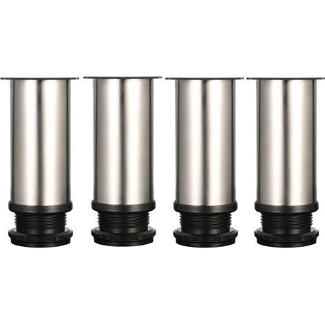 4 pieds réglables - hauteur 120 mm, pieds de meuble épais, hauteur réglable 0-15 mm, pieds de table, pieds de meuble, acier inoxydable brossé - vis en acier inoxydable incluses (1/5)