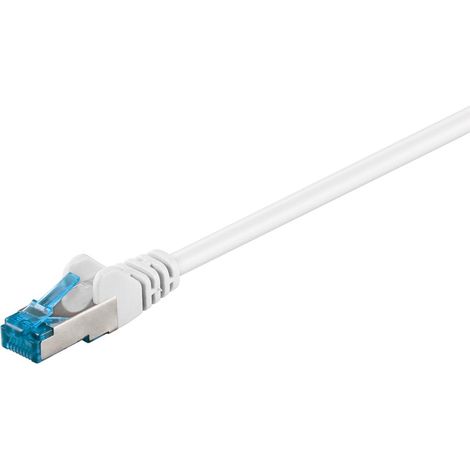 CAT 6a PatchKabel, câble Ethernet, double blindage, S-FTP jusqu'à 10000 Mbits, 500 Mhz, sans halogène Câble cuivre, connecteur RJ-45, contacts dorés, 3 m, blanc (1/5)