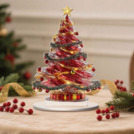 Figurine Arbre De Noël - Acrylique 2D - Décoration De Bureau Et Table - 20 cm - 1 Pièce