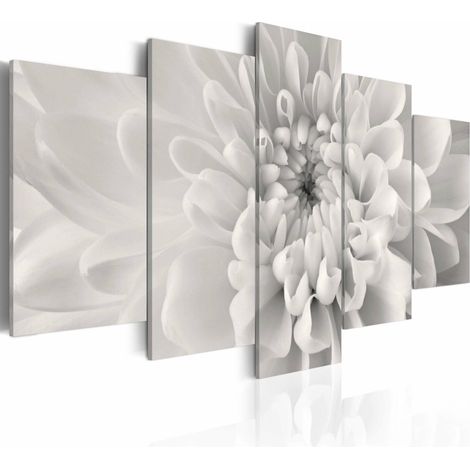 Tableau dahlia en gris - 100 x 50 cm (1/4)