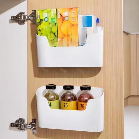 2 Pcs Boîte de Rangement Autocollante 23x10.6x6.7cm Boîte Rangement Murale en Plastique Boîtes de Rangement Placard Boîtes de Rangement Ouvertes pour Salle de Bain Cuisine Bureau Placard (1/5)