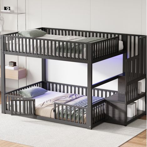 letto camera adulti 140x200 LED scala in metallo nero OKMYHOME (1/5)