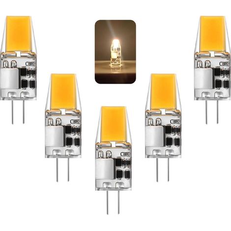 G4-LED-Lampe, 4 W (entspricht einer 50-W-Halogenlampe), 12 V AC/DC, nicht dimmbar, warmweiß (3000 K), 500 lm, augenschonend, 5er-Packung (1/5)