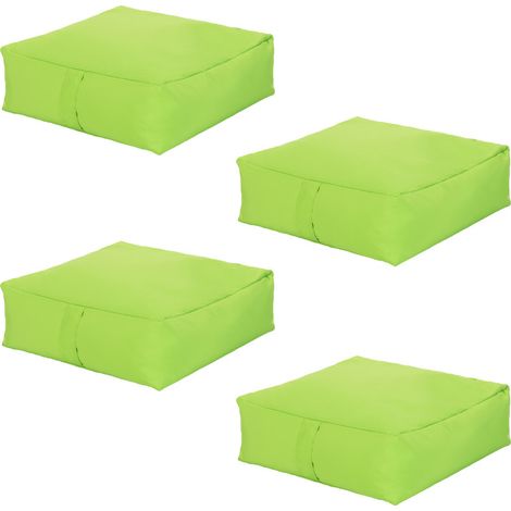 Ready Steady Bed - Coussin de sol épais, 60x60x20 cm Coussins de dalle de jardin, coussin intérieur et extérieur résistant à l'eau avec rembourrage en haricots - Citron vert 4pk (1/5)