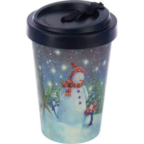 Mug de Voyage Ecologique en Bambou Bonhomme de neige
