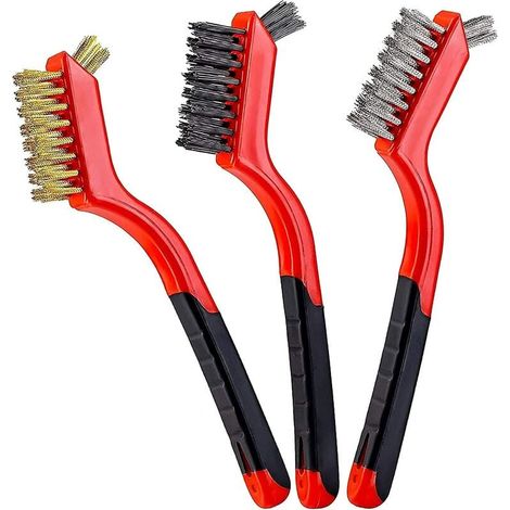 Lot de 3 brosses métalliques,petites brosses métalliques pour nettoyer la rouille, la saleté, le frottement de la peinture et les zones difficiles à atteindre avec un nettoyage en profondeur. (1/4)