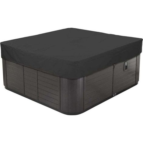 Couverture pour Bain à Remous Extérieur, Housse de Protection pour Spa en Tissu 210D Imperméable Anti-poussière Bache de Piscine Carrée,Noir,231x231x30cm (1/4)