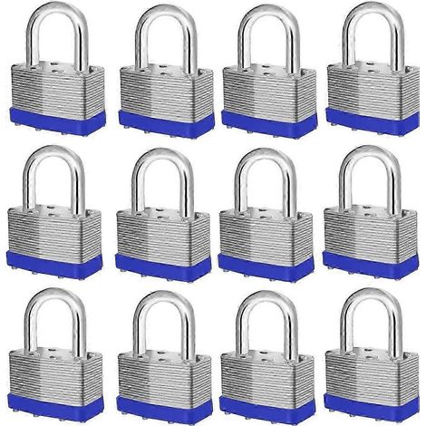 12 cadenas à clé identique anse de 40 mm boîtier en acier trempé 24 clés sécurité pour abris de jardin clôtures casiers salles de sport (1/5)