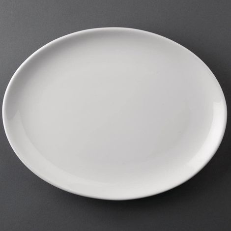 Service de 12 assiettes blanches ovales 254 x 197 mm Vaisselle en porcelaine émaillée (1/5)