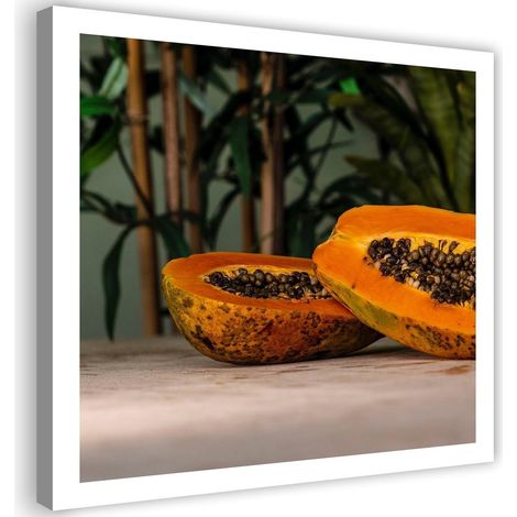Tableau sur toile Papaye Fruit Feuilles Nature 40x40 (1/5)