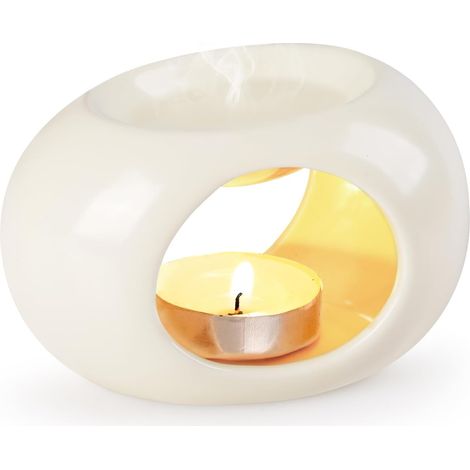 Brûleurs Parfumé Céramique Beige, Brûleurs Huile Essentielle en Céramique Essentielle Diffuseur d'arômes Lampes à Parfum Essence Brûleur à Huile