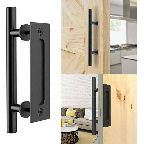 Rétro Poignée de Porte Coulissante Noir Aluminium Tirer et Rincer la Sets de poignées pour Porte Coulissante en Bois (1/5)
