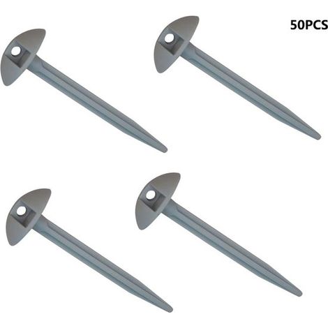 Lot de 50 piquets de sol en plastique gris pour tente, auvent ou tapis (1/5)