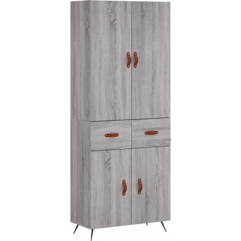 Aparador alto madera contrachapada gris sonoma 69,5x34x180 cm vidaXL (1/5)