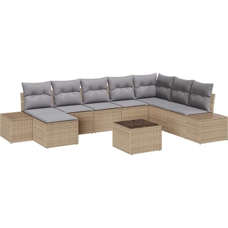 Maison Exclusive - Garten-Sofa-Set mit Kissen 8 pcs Beige und Hel