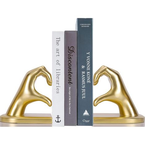 Dekorative Buchstützen Herz Hände Gold Skulptur für Regal & Schreibtisch (1/5)